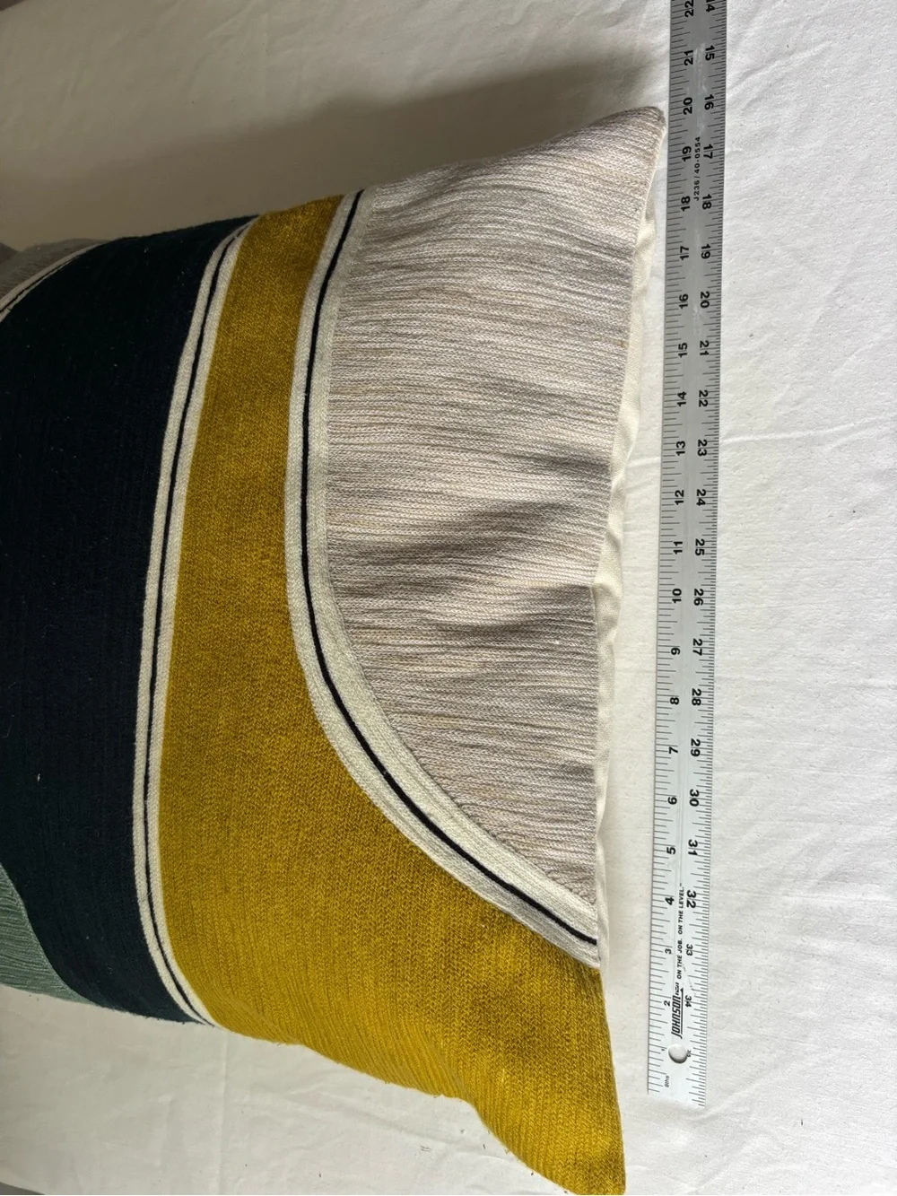 West Elm Abstract Woven Pillow in Navy, Mustard & Sage
